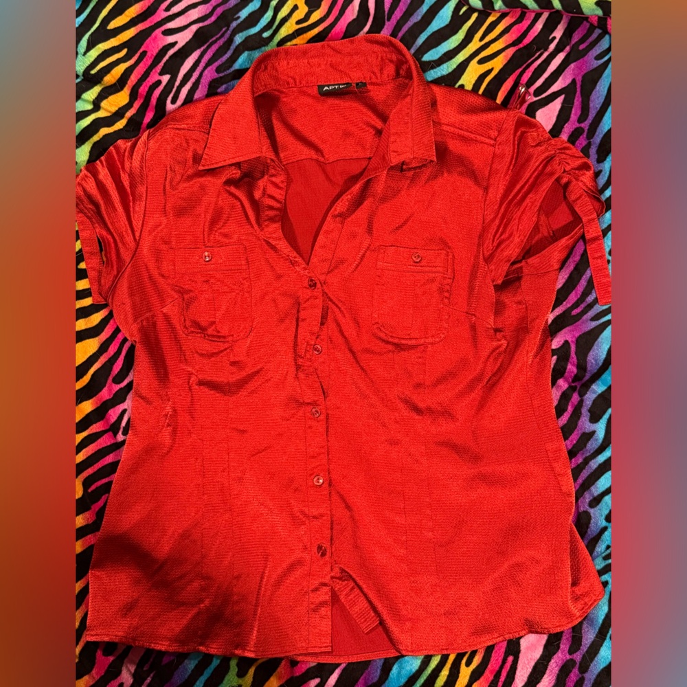 Apt. 9 Vibrant Red Button Down Shirt
